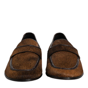 Mocasines marrones de cuero sin cordones de Dolce &amp; Gabbana para hombre