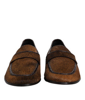 Dolce & Gabbana Brown Loafers Leather Slip On Men Dress Shoes