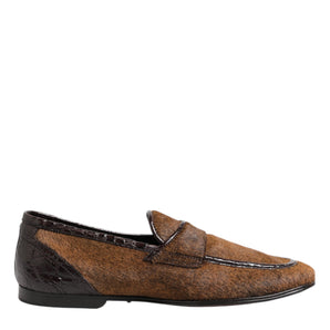 Mocasines marrones de cuero sin cordones de Dolce &amp; Gabbana para hombre