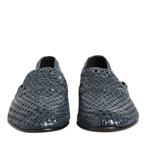 Mocasines sin cordones de piel tejida azul de Dolce &amp; Gabbana