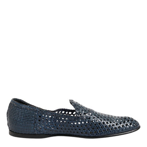 Mocasines sin cordones de piel tejida azul de Dolce &amp; Gabbana