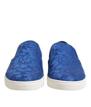 Zapatillas deportivas sin cordones de cuero azul de Dolce &amp; Gabbana