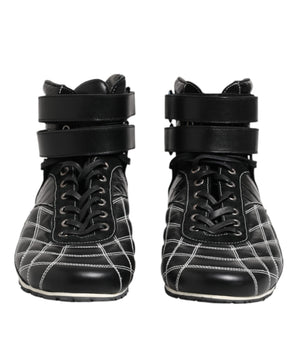 Zapatillas deportivas con cordones de piel acolchada negra de Dolce &amp; Gabbana