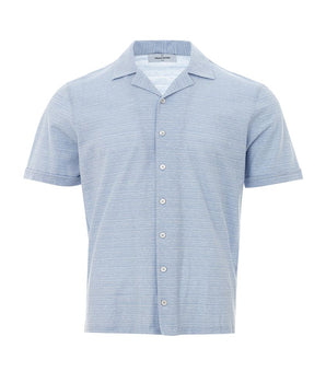 Gran Sasso Blue Linen And Cotton Shortsleeve Shirt