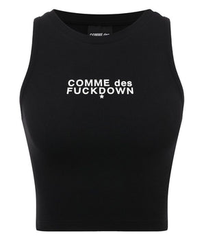 Comme Des Fuckdown Black Cotton Women Cropped Top