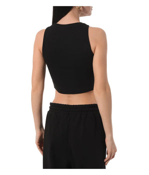 Comme Des Fuckdown Black Cotton Women Cropped Top