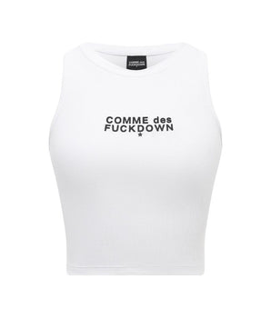 Comme Des Fuckdown White Cotton Women Cropped T-Shirt