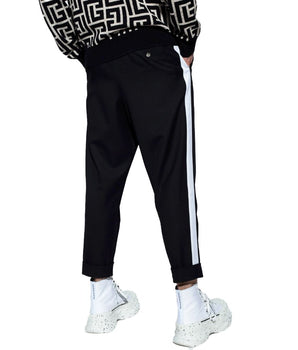Balmain Black Cotton Men Trousers