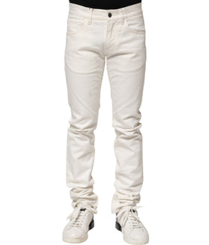 Vaqueros ajustados de algodón blanco Dolce &amp; Gabbana para hombre
