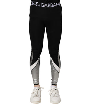Leggings ajustados de nailon negro y plateado para hombre de Dolce &amp; Gabbana