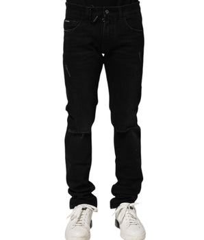 Vaqueros ajustados de algodón negro de Dolce &amp; Gabbana para hombre
