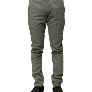 Dondup Green Mid Waist Skinny Fit Casual Pants