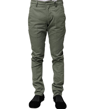 Dondup Green Mid Waist Skinny Fit Casual Pants