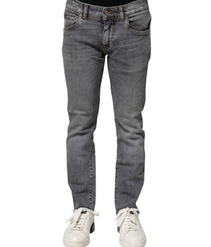 Vaqueros ajustados de algodón gris Dolce &amp; Gabbana para hombre