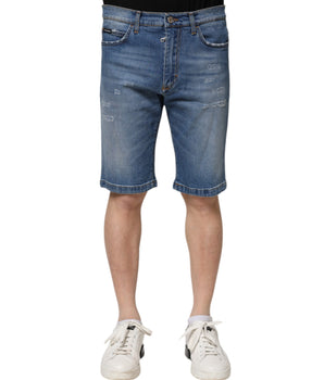 Bermudas vaqueras de algodón elástico azul Dolce &amp; Gabbana para hombre