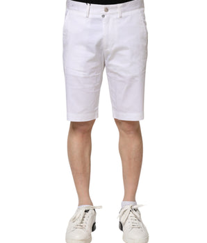 Dolce &amp; Gabbana White Cotton Stretch Men Denim Bermuda Shorts