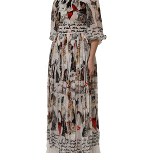 Dolce & Gabbana Multicolor Animal Print Silk Ascot Maxi Dress