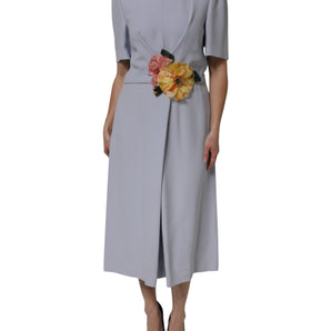 Dolce & Gabbana Gray Viscose ShortSleeve Sheath Midi Dress