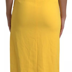 Dolce & Gabbana Yellow One Shoulder Side Slit Sheath Dress