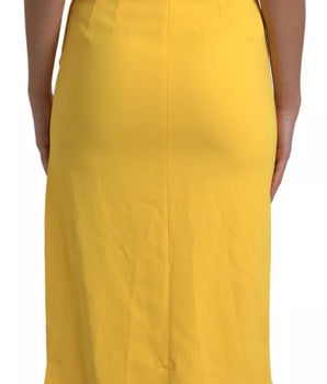 Dolce & Gabbana Yellow One Shoulder Side Slit Sheath Dress