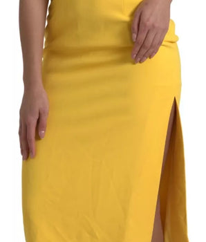 Dolce & Gabbana Yellow One Shoulder Side Slit Sheath Dress
