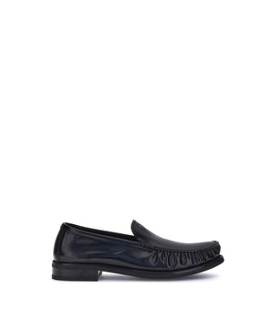 Prada Black Calf Leather Bos Taurus Slip-On Loafers