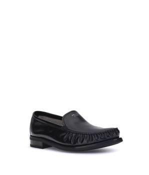 Prada Black Calf Leather Bos Taurus Slip-On Loafers