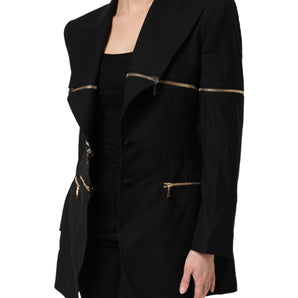Dolce & Gabbana Black Wool Zipper Detailing Blazer Jacket