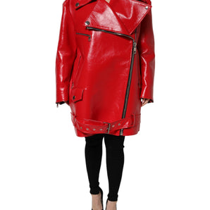 Dolce & Gabbana Red Lambskin Full Zipper Jacket
