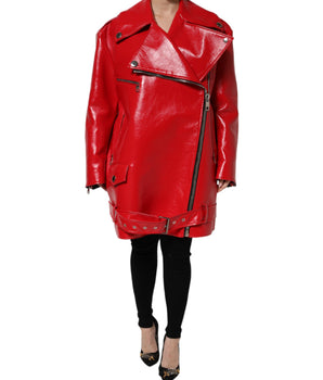 Dolce & Gabbana Red Lambskin Full Zipper Jacket
