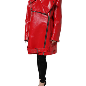 Dolce & Gabbana Red Lambskin Full Zipper Jacket