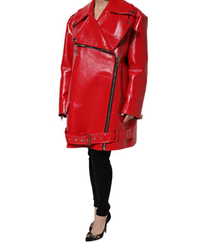 Dolce & Gabbana Red Lambskin Full Zipper Jacket