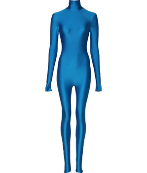 Dolce & Gabbana Blue Nylon Turtleneck Bodycon Jumpsuit Dress