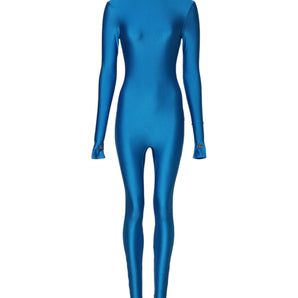 Dolce & Gabbana Blue Nylon Turtleneck Bodycon Jumpsuit Dress