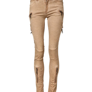 PLEIN SUD Brown Cotton Mid Waist Skinny Denim Jeans