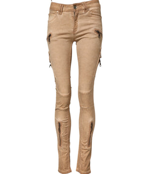 PLEIN SUD Brown Cotton Mid Waist Skinny Denim Jeans