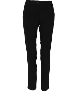 Dolce & Gabbana Black Wool Mid Waisted Tapered Dress Pants