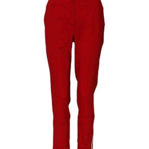 Dolce & Gabbana Red Wool Mid Waisted Tapered Pants