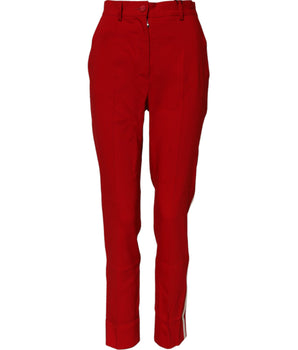 Dolce & Gabbana Red Wool Mid Waisted Tapered Pants