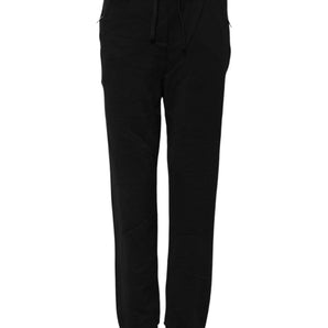 Dolce & Gabbana Black Cotton Mid Waist Jogger Pants