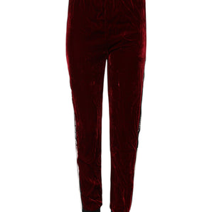 Dolce & Gabbana Red Viscose DG Logo Mid Waist Pants