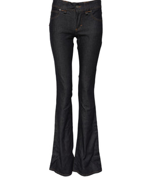 John Galliano Blue Mid Waist Cotton Wide Leg Denim Jeans