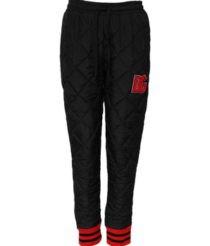 Dolce & Gabbana Black Quilted Mid Waist Jogger Pants