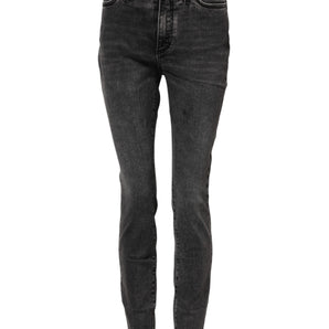 Dolce & Gabbana Gray Skinny Cotton Mid Waisted Denim Jeans
