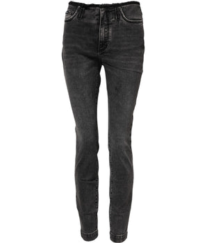 Dolce & Gabbana Gray Skinny Cotton Mid Waisted Denim Jeans