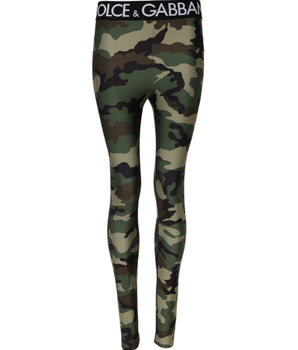Dolce & Gabbana Multicolor Camouflage DG Waist Leggings Pants