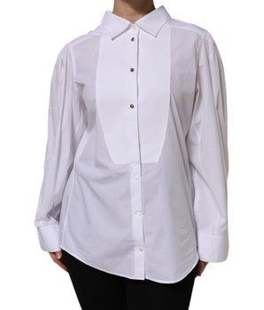 Dolce & Gabbana White Cotton Long Sleeves Formal Top Shirt