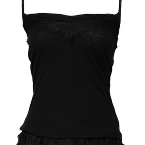 Scervino Street Black Wool Sleeveless Square Neck Tank Top