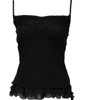 Scervino Street Black Wool Sleeveless Square Neck Tank Top