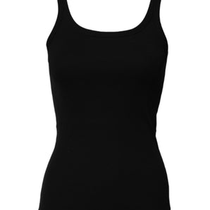 Dolce & Gabbana Black Cotton Sleeveless Round Neck Tank Top